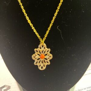 Necklace 925 over gold headed 20” inches long. Corral pendant.